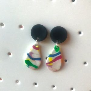 Tear Drop Handmade Clay Earrings